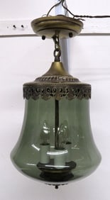 A Hollywood Regency Smoke Green Bell Shaped Hall Light
