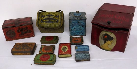 A Table Lot of Advertising Tobacco Tins