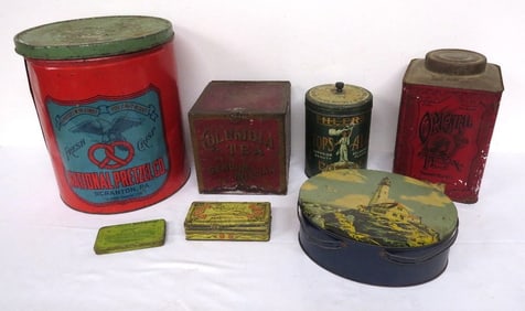 Lot of Vintage Advertising Tins, Coffee, Tea, Food, etc.