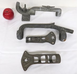Four early 20th C. Galvanized Cast Iron Flag Mounts