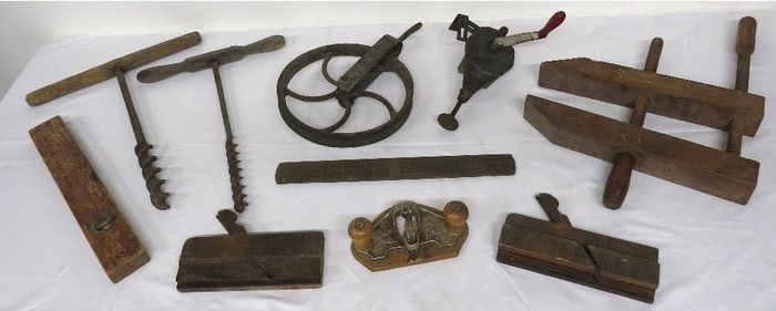 Antique Tools - Beam Drills, Stanley, Pulley & More