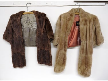 A Pr. of Rabbit Fur Stoles one by Mortons Washington DC
