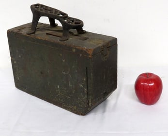 Antique Shoe Shine Box in Old Green Paint