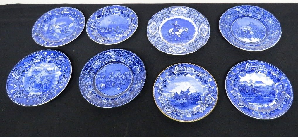 Lot of 8 Historical Staffordshire Blue & White Plates (1 of 20)