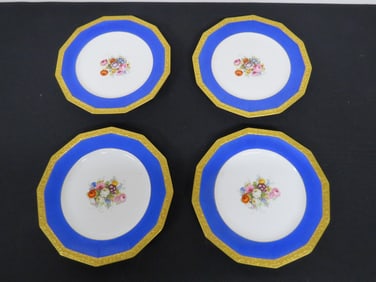 4 Rosenthal Maria Pattern Gold & Blue Dinner Plates