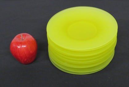 Group of 11 Canary Satin Yellow Uranium Glass Plates