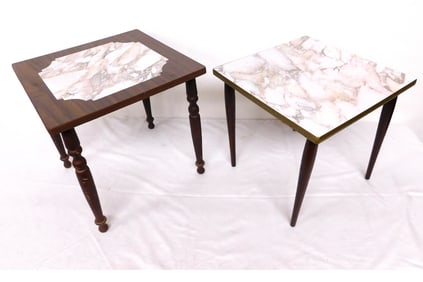 Two MCM Formica Top Marbled End Tables