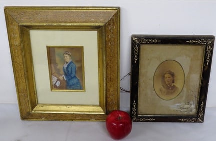 Two Aesthetic Period Hand Colored Portraits of Women