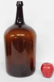 A Pontiled "Old Amber" 19th C. Straight Side Demijohn Possibly Stoddard