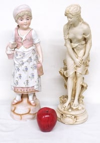 Pair of 19th C. Bisque & Plaster Statues Incl. Alexander Backer Co.