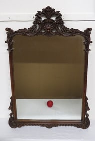 20th C. Carved Walnut French Styled Hall Mirror 1920's-30's