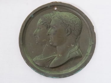 JB Andrieu Fecit Lead Gilt Plaque of Napoleon & Josephine