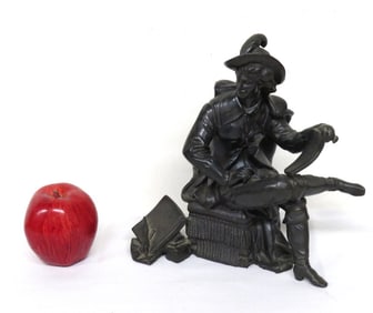 Cast White Metal Sculpture of a Renaissance Artist or Painter, Seated