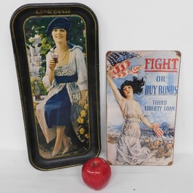 Coca Cola Tray & World War I Bond Sign