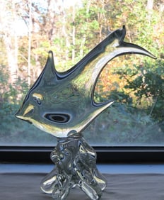 A Blown Glass Angel Fish Murano Like Sculpture