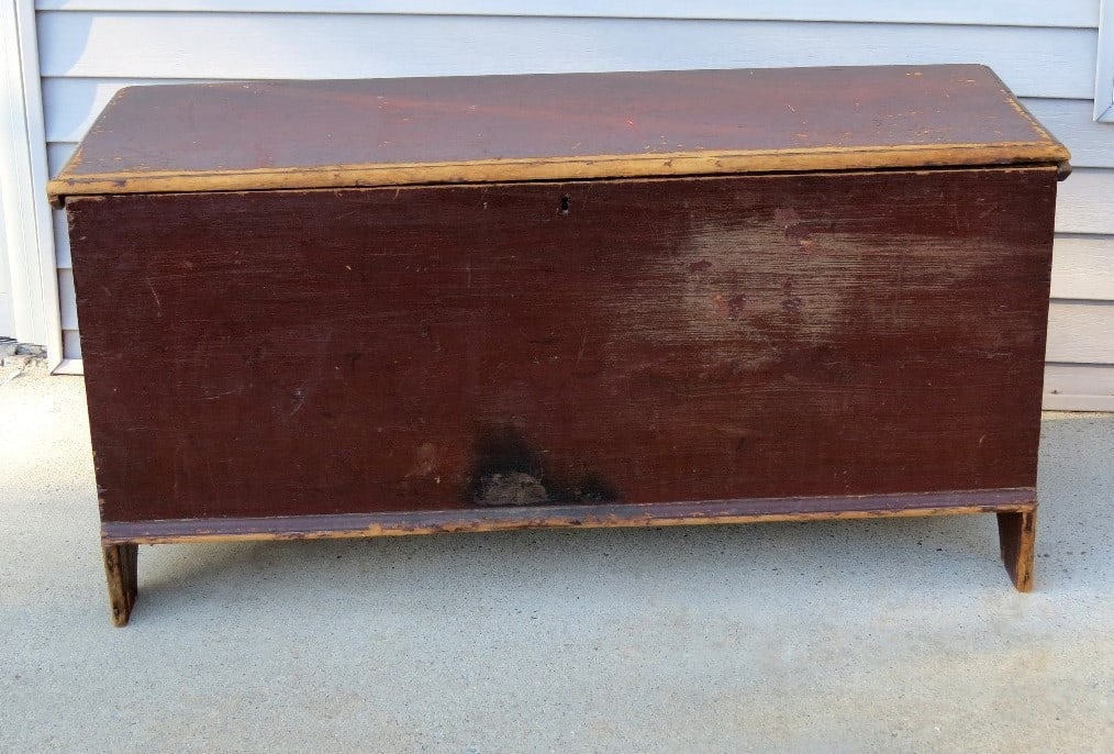 18th C. Hudson Valley Or New England 6 Board Blanket Chest W/snipe