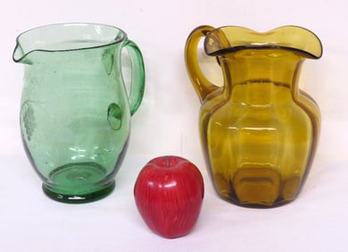 Two Blown Glass Pitchers, Pontiled, Early 20th C.