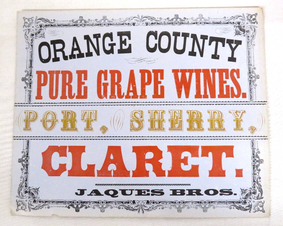 Jaques Brothers Winery, Washingtonville Ny 19th C. Litho Orange County