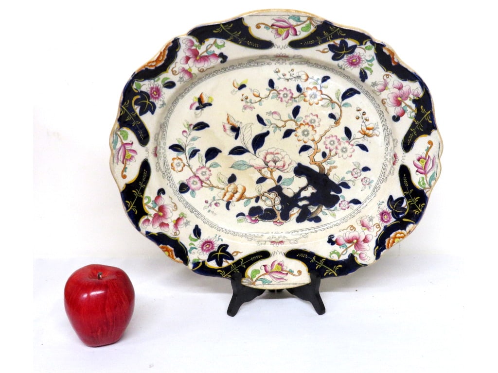 Early 19th C. John Ridgway Platter, English Chinoiserie, "Constantia", c 1830-50 (1 of 5)