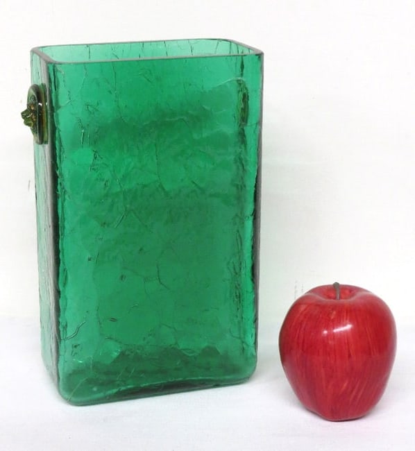 A MCM Carder Steuben Pomona Green Art Glass Crackle Vase (1 of 10)