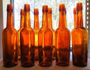 Group of 11 Lyndeborough Glass works 1/6 Cylinder Whiskey's