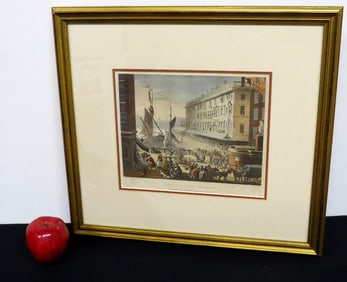 Framed early 19th C. Aquatint - Billingsgate Market by John Bluck