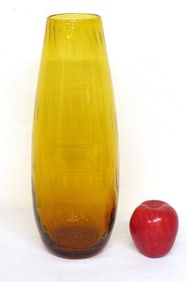 Vintage Blenko Honey Amber Controlled Bubble Vase #6744 Shape