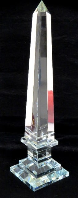 A 16" Tall Crystal Obelisk Glass Sculpture (1 of 5)