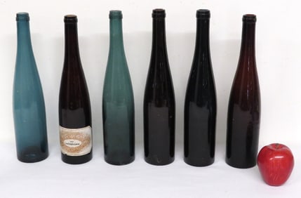 Group of Six Colored Hock Wines late 19th/Early 20th C.