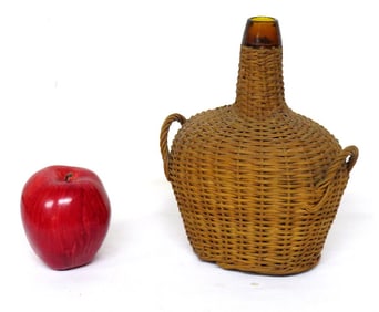Ellenville, NY Attrib 19th C. Wickered 8" Kidney Form Demijohn