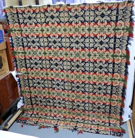 An 1836 Lebanon County PA Jacquard Coverlet by Renner & Leidig