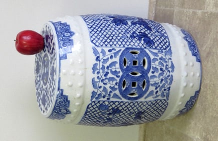 A Blue & White Asian Garden Seat