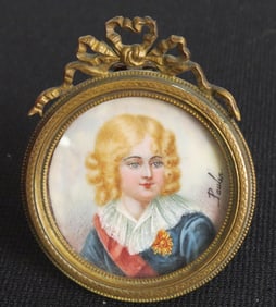 Hand painted Miniature Portrait in Frame - Napoleon? By Paulin