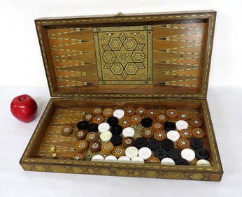 A Continental Inlaid Backgammon Set