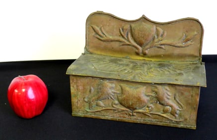 19th. C. Repousse Brass Habsburg Empire Eagle Wall Mount Box