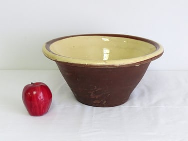19th Century French Yellow Mustard Glazed Mixing Bowl
