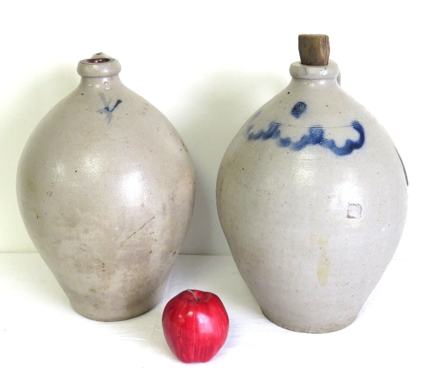 Two 3 Gallon 19th C. Decorated Stoneware Ovoid's (1 of 10)