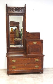 Victorian Aesthetic Period Oak Dresser w/Hatbox