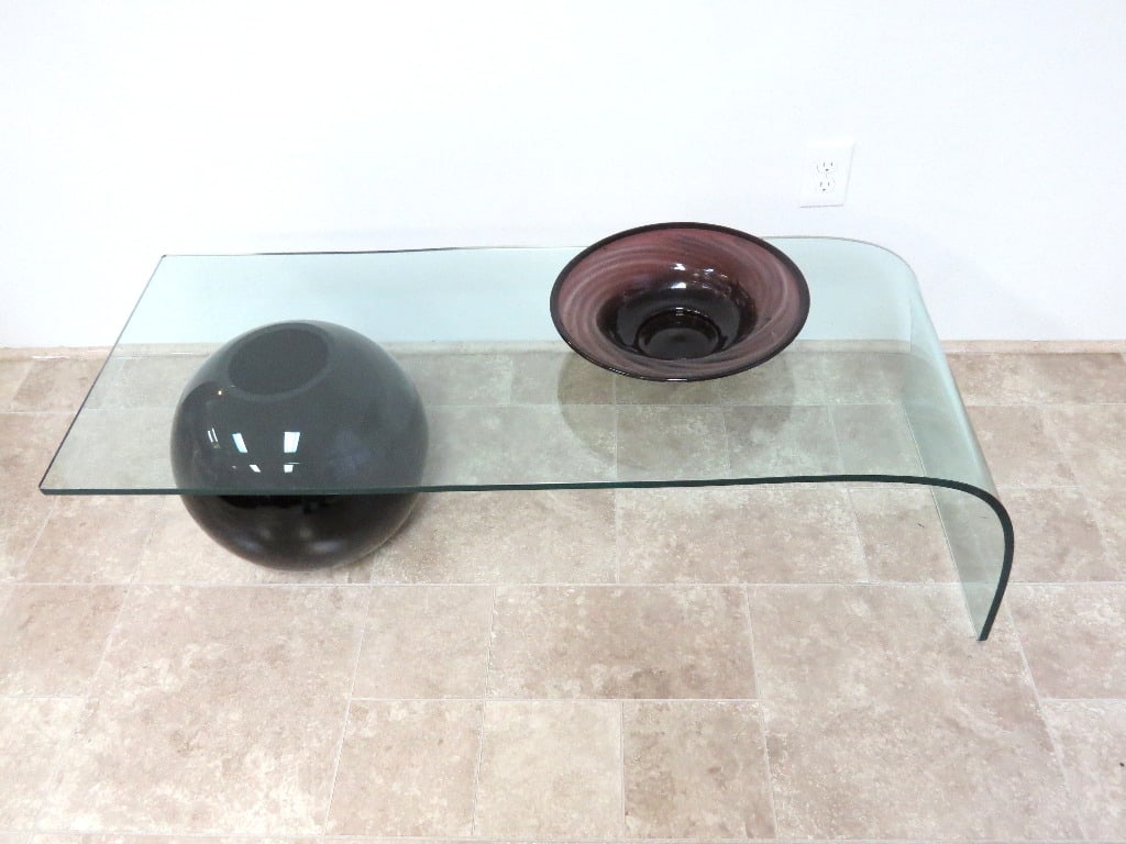 Style of Massimo Vignelli Waterfall Glass Coffee Table (1 of 8)