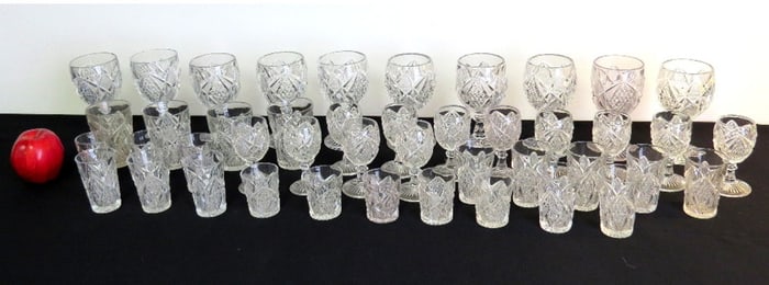 44pc Lot US Glass EAPG "Balder" Pattern