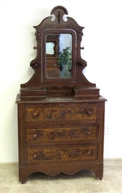 Exquisite Mid-19th C. Grain Painted Pine Chest w/Mirror Ellenville, NY