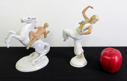 2 Shaubach Kunst Deco Statuettes German Porcelain