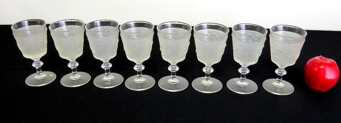 Set of 8 Gillinder Glass Pt. Jervis, NY Westward Ho Goblets