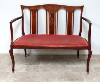 An Edwardian Mother of Pearl Inlaid Settee