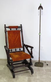Eastlake Period Platform Rocker w/Brushed Orange Velvet