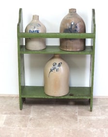 Primitive Country Green Painted Crock Stand