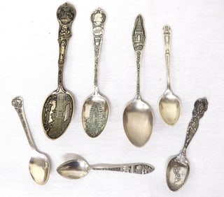 Lot of Sterling Silver Worlds Fair & Exposition Spoons 1893 - 1964