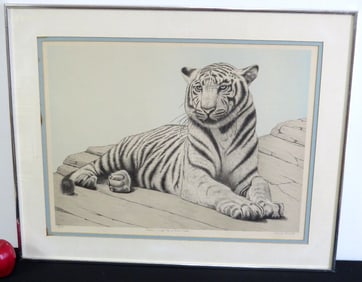 Gerry Dvorak (20th C., American) Signed Litho of Indian White Tiger