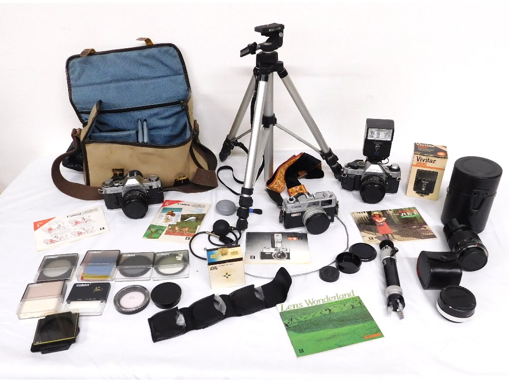 An Estate Camera Lot of Canon Camera's AE-1 & GIII-17QL (1 of 20)