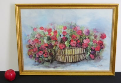 A Watercolor of A Basket of Flowers by Bea BosJaerl